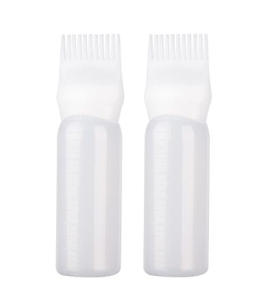 UNVOJL 2 Pieces Hair Dye Brush Dyeing Shampoo Bottle Oil Comb Hair Tools Applicator Bottles (White)