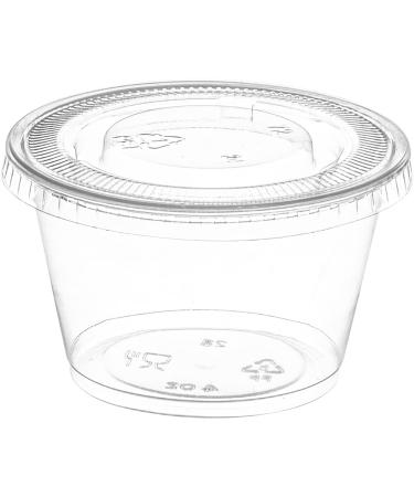 100 Clear Jello Shot Cups with Lids - 4 oz Plastic Portion, Condiment, Sauce, Dressing Container for On-the-Go - Buy Online on GoSupps.com