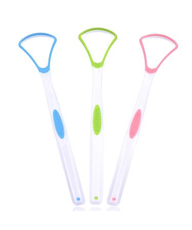 Soft Silicon 3PCS Tongue Scraper Cleaner, Oral Scrapers, Premium Sweeper Sets, Bad Breath Cure Tools, Effective Kits