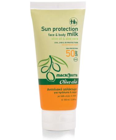 OLIVELIA SUN PROTECTION FACE & BODY MILK SPF 50 OLIVE OIL & ALOE VERA 100 ML.