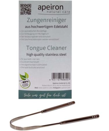APEIRON Stainless Steel Tongue Cleaner - Pack of 1 | Effective Oral Hygiene Tool for Fresh Breath - Buy Online on GoSupps.com
