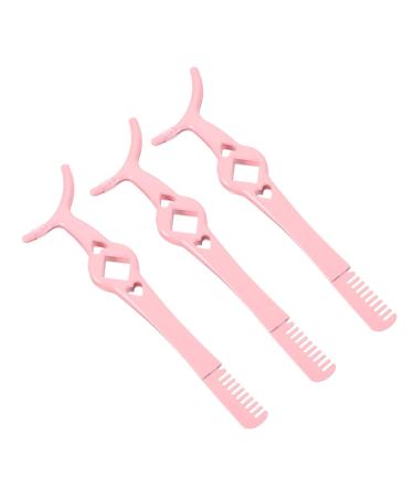 FRCOLOR 3pcs Eyelash Curler Comb Eyelash Tweezer for Women Eyelash Clamp Beauty Tools Eyelash Holder Lash Tool Eye Lash Pink Miss Auxiliary Stainless Steel Cosmetic