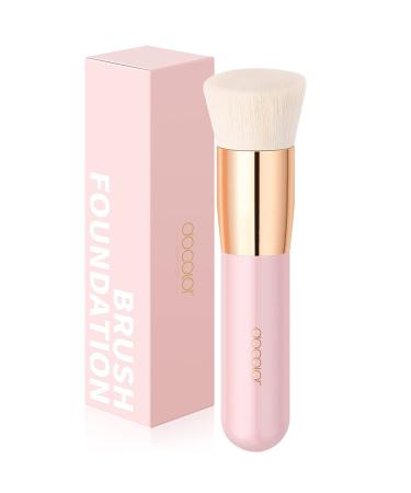 Docolor Flat Top Kabuki Foundation Brush Premium Synthetic Professional Face Makeup Brushes Powder Liquid Cream Blending Mineral Buffing Stippling Blending Makeup Tools, Pink