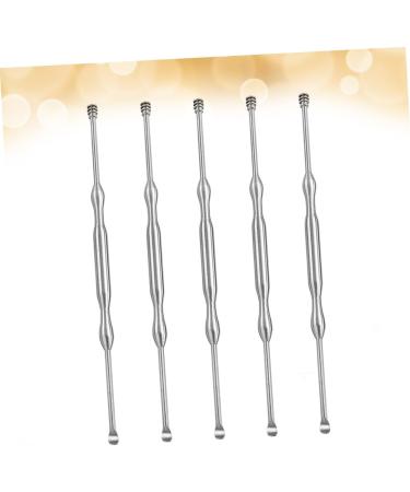 5pcs Stainless Steel Ear Cleaners Set - Ear Wax Removal Curette Kit | Hemoton Earpick Set with Visible Detergent - Silver Ear Spoon and Earplugs - Buy Online on GoSupps.com