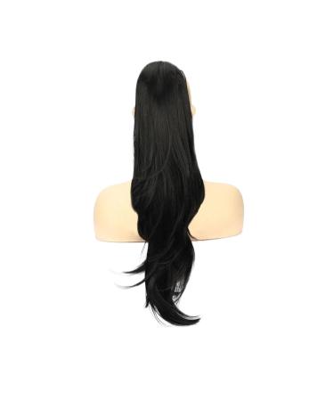 Ponytail Extension 26 Inch Long Natural Wavy Drawstring Straight Hair Fake Tail Synthetic Hairpiece for Women Daily Use party Ponytail Extensions Ponytail Hair Extension(Black) 26inch Black