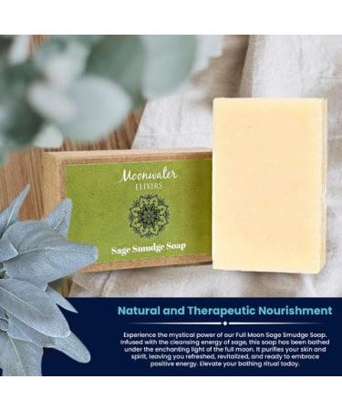 Sage Smudge Soap - Full Moon Infused & Crystal Charged for Negative Energy Cleansing | 1 Bar Sage Soap with Sage Oil & Crystals - Buy Online on GoSupps.com