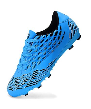 Juzecx Mens Soccer Cleats FG/AG Football Shoes Training Firm Ground Soccer Shoes 10 Blue