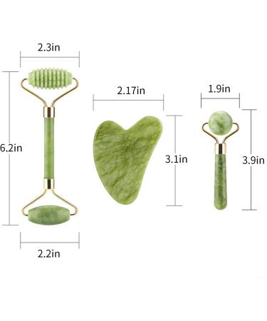 Hrobig Gua Sha & Jade Roller Face Set - 100% Natural Jade Anti-Aging Skin Care Device for Face Eyes & Neck - Tightens Skin & Promotes Youthful Glow - Buy Online on GoSupps.com