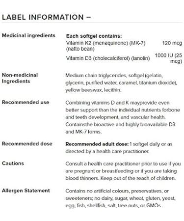 Natural Factors - Vitamin K2 & D3 120 mcg & 1000 IU 120 Softgels - Buy Online on GoSupps.com