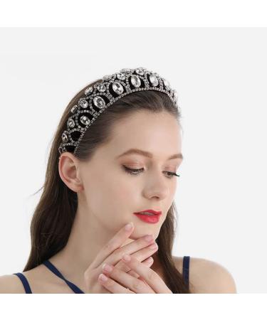 FRCOLOR Vintage Baroque Headband Rhinestone Wide Hair Hoop Bridal Hairband Crystal Wedding Headpieces Headwear for Girls Wedding Pageant Silver - Buy Online on GoSupps.com