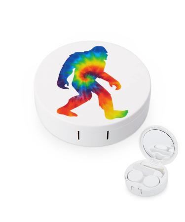 Sasquatch Bigfoot Tie Dye Round Case For Contact Lens Kit Storage Box with Mirror Printed