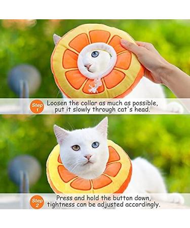 Frienda 2-Piece Adjustable Cat Cone Collar Set | Soft Recovery Collar for Cats and Small Dogs | Orange & Watermelon Design - Buy Online on GoSupps.com