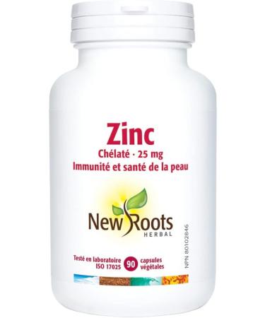 New Roots Herbal - Zinc 25mg Chelate - 90 Vegetable Capsules - Chelated Zinc Supplements for Men & Women - Healthy Skin Vitamins - Immunity Supplement - Zinc Chelate - Immunity Support - Zinc Capsules - Buy Online on GoSupps.com