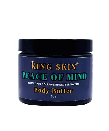 KING SKIN Peace of Mind Body Butter I Infused with Fine Fragrance with notes of Bergamot Cedarwood & Lavender I Packed with Shea Butter & Avocado I Long Lasting Deep Hydration for Men I 6 oz