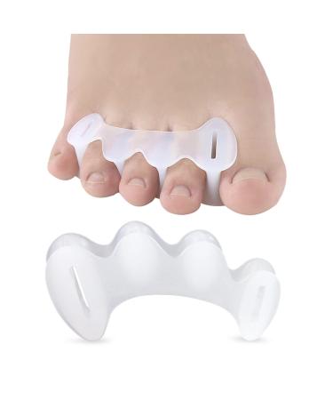 2 Pairs Toe Separators for Bunion Hammer Toe Spreader Gel Bunion Corrector Gel Toe Spacers Toe Straightener Toe Correctors Toe Stretcher for Foot Pain Relief Overlapping Toes for Women Men White