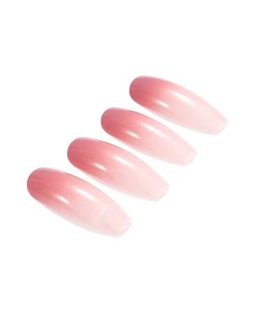Brishow Pink White Gradient Press On Nails | Ballerina Acrylic Full Cover 24 Pieces for Women & Girls - Buy Online on GoSupps.com