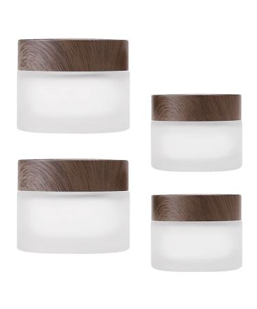 Tuakimce 4 pieces 20ml 30ml white Matted glass cream can empty empty cans clear tanter empty cans empty fillable container glass container with lid liner for lottery cream cosmetics 4 piece-20 ml/30ml brown wooden grain cover bottle - Buy Online on GoSupps.com
