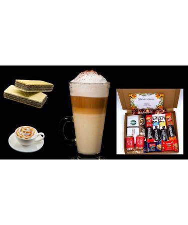 Instant Coffee Gift Box | 6 Variety Coffee Flavours | Mocha Cappuccino Latte Vanilla Caramel 3 in 1 Coffee Fantastic Letterbox gifts for Coffee Lovers| Biscuits Wafers | All Occasion| Birthday - Buy Online on GoSupps.com