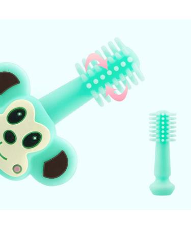 Zumaha 360 Cartoon Silicone Toddler Toothbrush - Portable & Eco-Friendly for Ages 1-3 - Clean Green & Pink - Buy Online on GoSupps.com