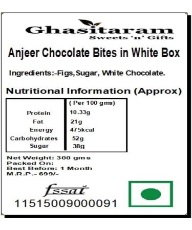 Ghasitaram Gifts Christmas Gifts - Anjeer Chocolate Bites in White Box Anjeer Chocolate Bites in White Box with Cap - Buy Online on GoSupps.com