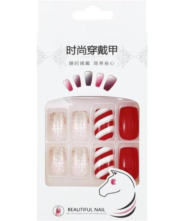 Christmas False Nails Snowflake Press on Nails Elk Stick on Nails Red Long Fake Nails Full Cover Nails Tips 24pcs for Women and Girls With solid glue nail lamp (Size : 8) - Buy Online on GoSupps.com