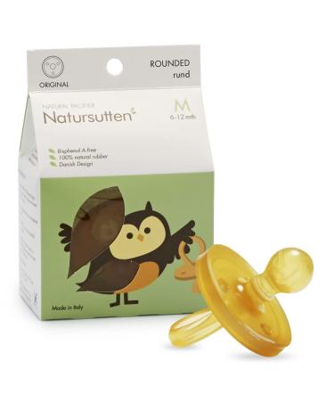 Natursutten Pacifiers 6-12 Months - 1-Pack Original Shield Round Nipple Natural Rubber Safe & Soft BPA-Free Pacifiers for Breastfeeding Babies - Newborn Pacifiers Made in Italy 1 Count (Pack of 1) Original/Round