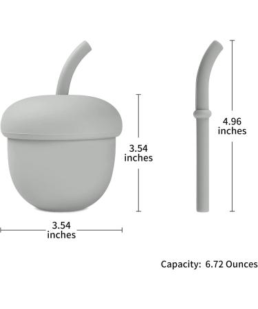 Acorn Toddler Cup - Silicone Sippy Trainer Straw Cup for Baby, Toddler, Child Feeding - Unbreakable, Spill-Proof, Non-Slip - BPA-Free Gray 6.7 oz - Buy Online on GoSupps.com