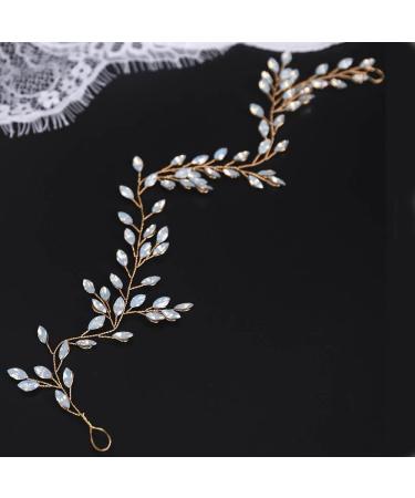 BERYUAN Opal Crystal Rhinestone Wedding Hair Vine Gold Bridal Headband for Wedding Teardrop Crystal Rhinestone Hair Accessories for Bridal Women and Girls (gold) - Buy Online on GoSupps.com