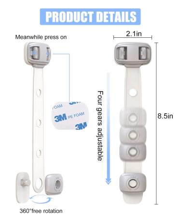 Fridge Locks for Kids - Child Proof Safety Cabinet Lock with 3M Adhesives (2 Pack) - Buy Online on GoSupps.com
