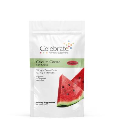 Celebrate Vitamins Bariatric Calcium Citrate Soft Chews with Vitamin D3 500mg Sugar-Free & Gluten-Free Calcium Citrate for Bariatric Patients Watermelon 90 count