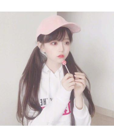 Wig Female Long Straight Hair Air Bangs Natural Realistic Net Red Cute Temperament Repair Face Japanese Long Hair Dark Brown Light Brown