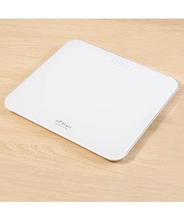 AIRSCALE Digital Bathroom Weight Scale for People, Minimalist Design and Large LED Electronic Scale for Body Weighing, 400lb Large Wide Platform AAA Battery Included White