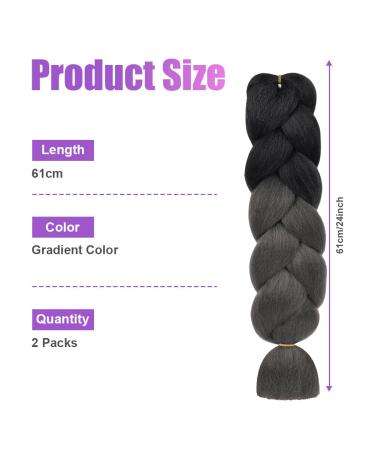 Aomig Braids Extensions - 24 Strands Synthetic Hair in Black Dark & Gray for Box Braids - Shop Internationally - Buy Online on GoSupps.com