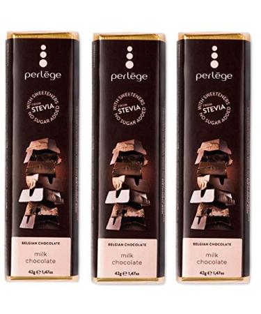 Perlege Perlege Chocolate with no added sugar and stevia 42g Milk x 3 bars