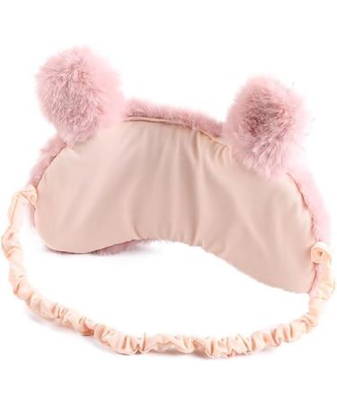 Plush Cartoon Cat & Bunny Eye Mask for Sleep - Soft Furry Blindfold for Travel & Meditation (Pink - Buy Online on GoSupps.com