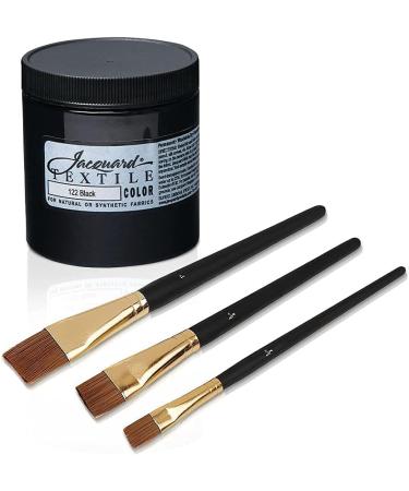Black 8 oz Jacquard Fabric Paint for Clothes & More - Permanent All-Surface Paint Set with 3 Brushes - Buy Online on GoSupps.com