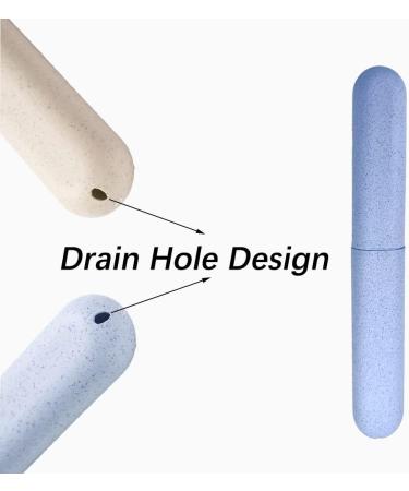 2 Pcs Toothbrush Case Toothbrush Travel Case Cover Portable Toothbrush Storage Case Sutiable for Home Travel Outdoor Camping Hiking Business Trip Beige and Blue - Buy Online on GoSupps.com