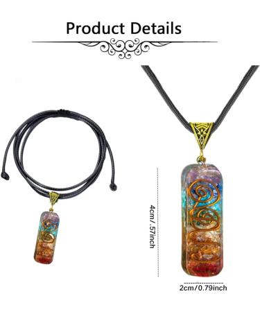 7 Chakra Healing Crystal Orgone Energy Pendant Necklace - WULILONG Natural Gemstone Protection Amulet for Men and Women - Buy Online on GoSupps.com