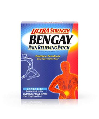Bengay Ultra Strength Pain Relieving Patch Large Size 4 Patches 3.9 in x 7.9 in (10 cm x 20 cm)