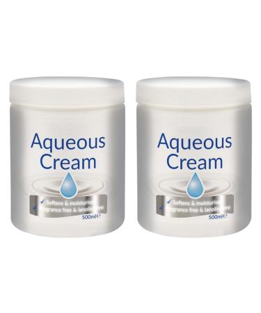 Aqueous Cream Unscented 500ml - Softens & Moisturises - Fragrance Free & Lanolin Free - With The Light Non-greasy Formulation Aqueous Cream For Essential Skin Care -2Pk Aqueous Cream (500ml)