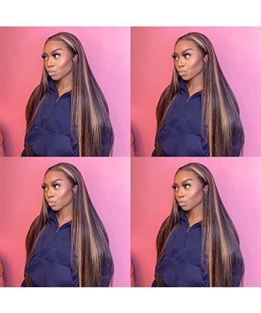 P4/30 Blonde to Brown Ombre T Part Wig | 16 Inch Straight Lace Front Human Hair Wig | Pre Plucked with 150% Density - Buy Online on GoSupps.com