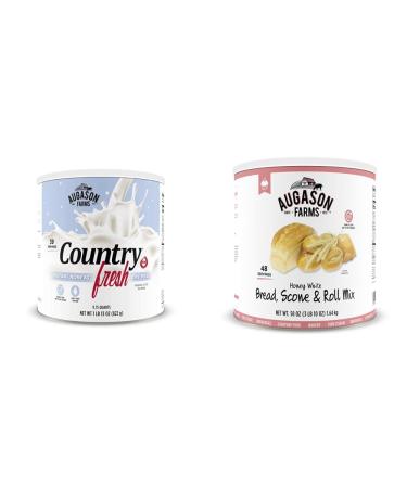 Augason Farms 5-90620 Country Fresh 100% Real Instant Nonfat Dry Milk, 1 lb, 13 oz. Dry Milk + Food Storage #10 Can