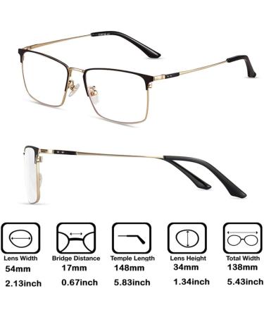 GHARAZ Fashion Reading Glasses for Men | Lightweight Anti Blue Light Half Readers | Black | Size 1.5+ | International Shipping - Buy Online on GoSupps.com