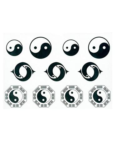 SanerLian Waterproof Temporary Fake Tattoo Stickers Tachi Black White Taiji Yin Yang Set of 5