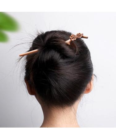 SHERCHPRY Chinese Hair Stick Peach Wood Hairpin Vintage Hair Clip Women's Hair Bun Pin - Buy Online on GoSupps.com