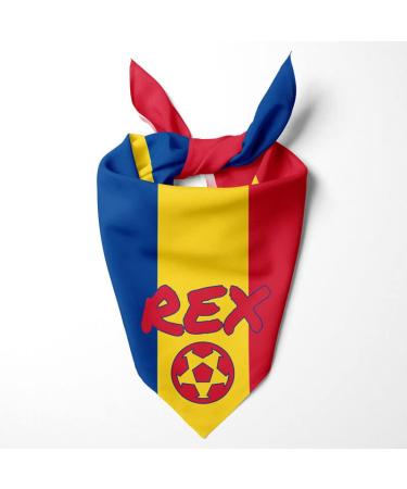 Dog hollow motif: soccer games sports Olympic games public holidays personalized triangular cloth for pets is attached to the collar (flag: Romania)