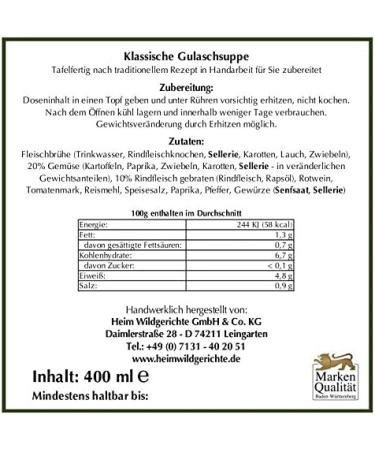  Heim Leingarten Classic Viener Art pikant goulash soup prepared (ready to serve) - 400g can - Buy Online on GoSupps.com