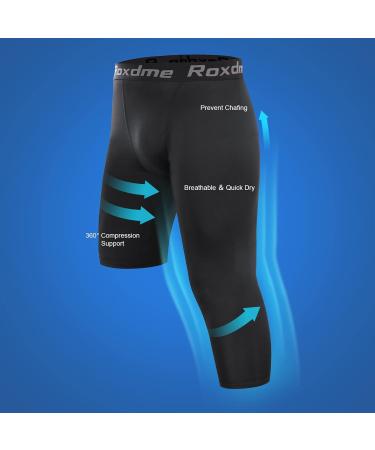 Roxdme 2 Pack Men's 3/4 Compression Capri Tights Pants - Black/White - Medium - Buy Online on GoSupps.com