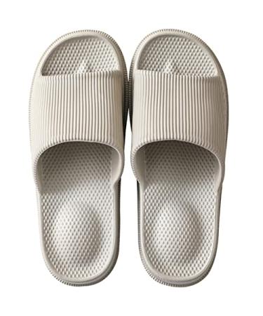 TREEMALL Shower Shoes Quick Drying Non-Slip Bathroom Slippers, Comfortable Shower Sandals House Slippers for Women Men Style-2-light Grey 11.5-12 Women/10.5-11 Men