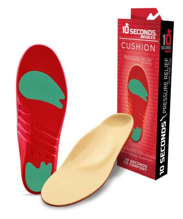 10 Seconds 3030 Pressure Relief with Metatarsal Pad Insoles  Moderate Arch Firmness  Low Arch  Provides Relief from Plantar Fasciatis  Mortons Nuroma and Diabetes Pain. (M 9/9.5  W 10.5/11) M 9/9.5  W 10.5/11 1 Pack